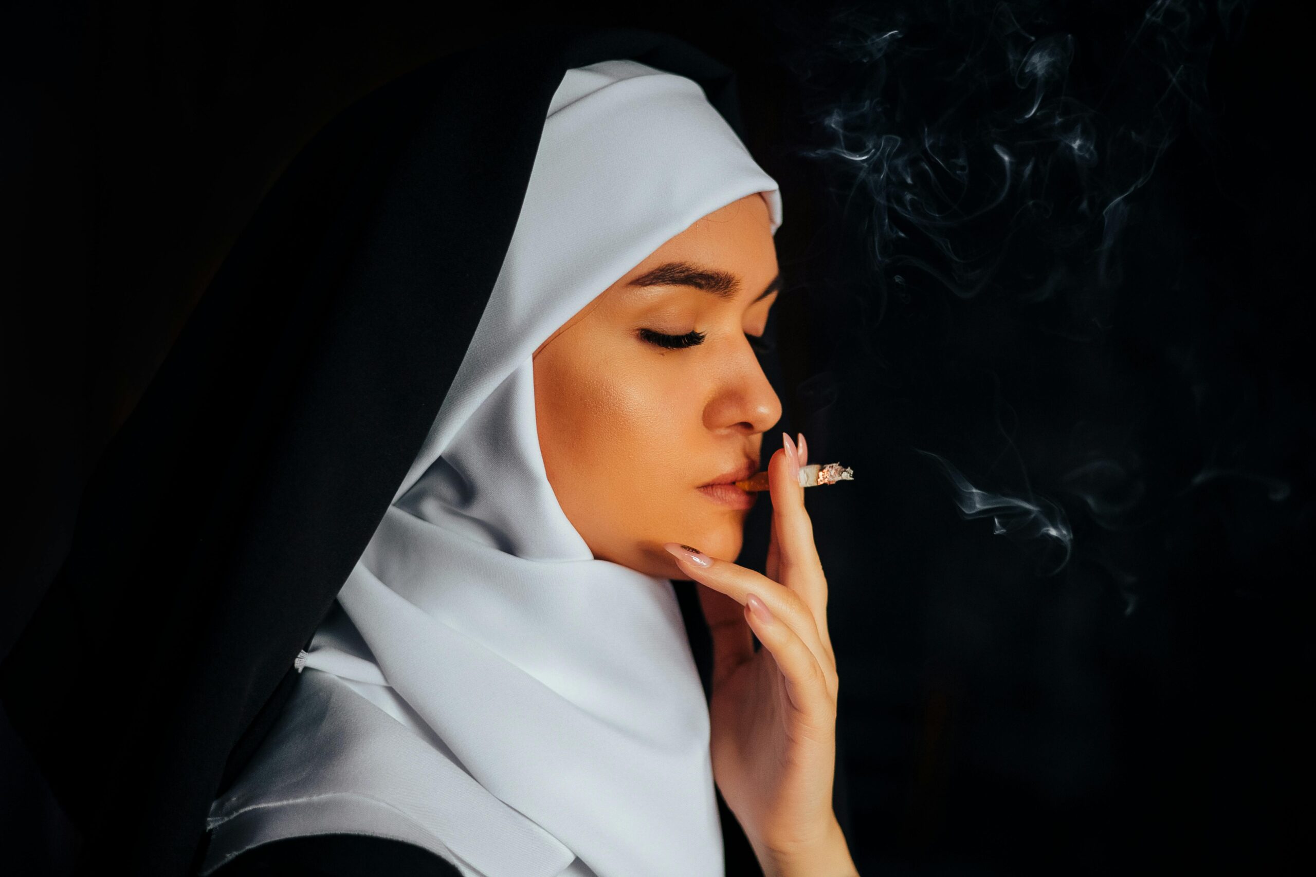 Woman smoking cigarette